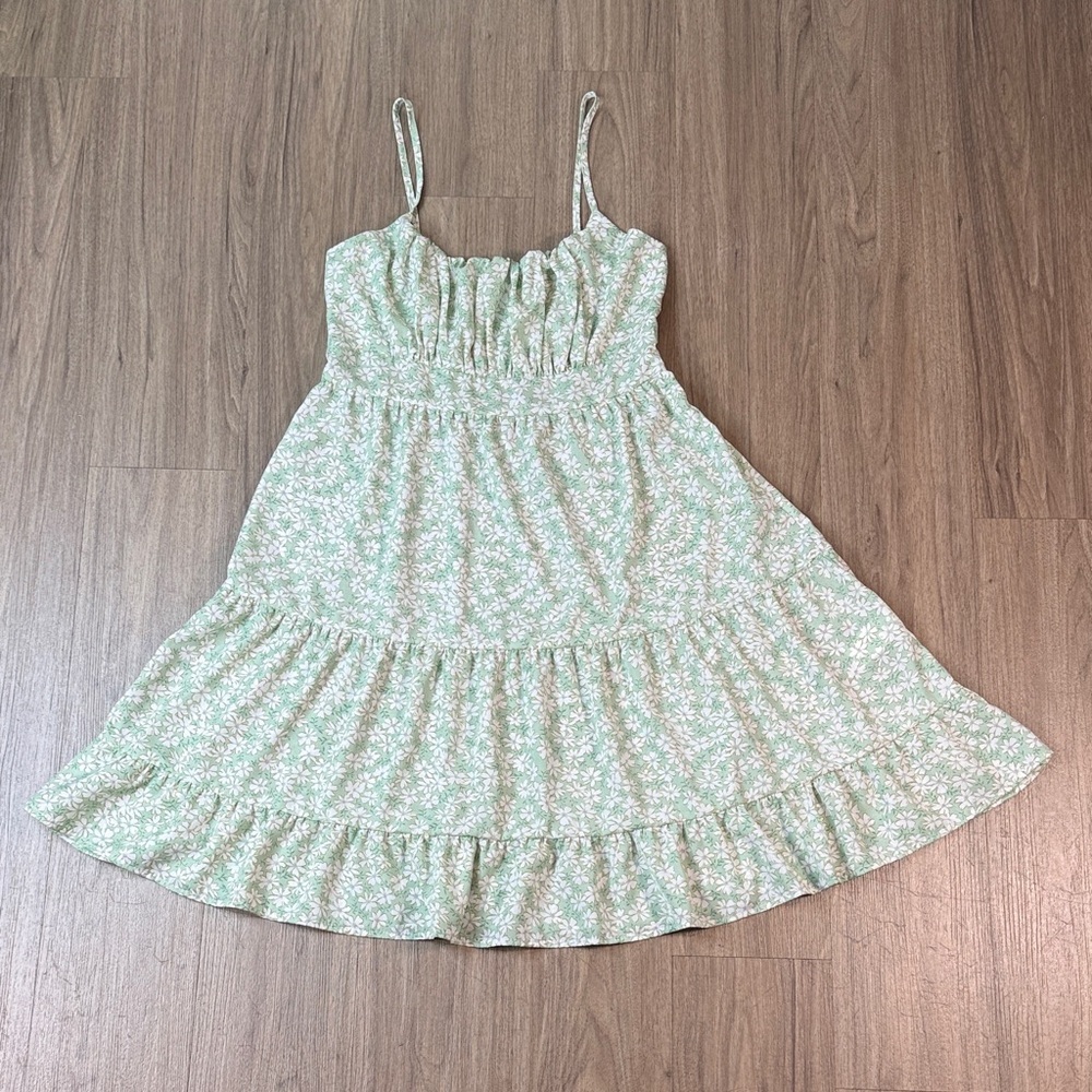 SHEIN Green Floral Midi Dress